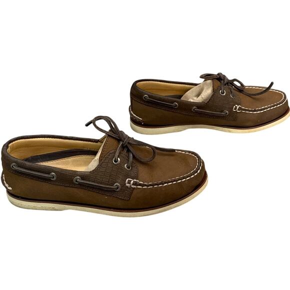 Sperry Gold Cup Original 2-Eye Brown Leather Boat Deck Loafer Shoe Men 7.5